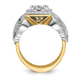 IBGoodman 14k Two-tone Men's Polished and Textured with Black Enamel and Diamond Double Eagle Masonic Shriner's Ring - B0-3CF87553-2488