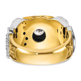 IBGoodman 14k Two-tone Men's Polished and Textured with Black Enamel and Diamond Double Eagle Masonic Shriner's Ring - B0-3CF87553-2488