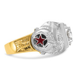 IBGoodman 14k Two-tone Men's Polished and Textured with Black Enamel and Diamond Double Eagle Masonic Shriner's Ring - B0-83AD1DDD-5573