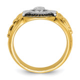 IBGoodman 14k Two-tone Men's Polished and Textured with Black Enamel Past Master Masonic Ring