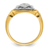 IBGoodman 14k Two-tone Men's Polished and Textured with Blue and Black Enamel Diamond Blue Lodge Master Masonic Ring - B0-83F79B17-9461