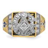 IBGoodman 14k Two-tone Men's Polished and Textured with Blue and Black Enamel Diamond Blue Lodge Master Masonic Ring - B0-A41490EE-4998