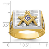 IBGoodman 14k Two-tone Men's Polished and Textured with Blue Enamel Blue Lodge Master Masonic Ring