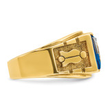 IBGoodman 14k Two-tone Men's Polished and Textured with Lab Created Sapphire and Diamond Blue Lodge Master Masonic Ring - B0-F747F5E6-9936