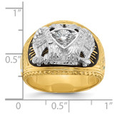 IBGoodman 14k Two-tone Men's Polished and Textured with Multi-color Enamel and Diamond 32nd Degree Scottish Rite Masonic Ring - B0-16158907-8410