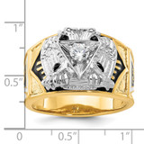 IBGoodman 14k Two-tone Men's Polished and Textured with Multi-color Enamel and Diamond 32nd Degree Scottish Rite Masonic Ring - B0-53A7BB58-9374