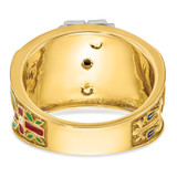 IBGoodman 14k Two-tone Men's Polished and Textured with Multi-color Enamel and Diamond 32nd Degree Scottish Rite Masonic Ring - B0-53A7BB58-9374
