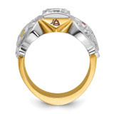 IBGoodman 14k Two-tone Men's Polished and Textured with Multi-color Enamel and Diamond Knights Templar Masonic Shriner's Ring