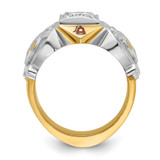 IBGoodman 14k Two-tone Men's Polished and Textured with Multi-color Enamel and Diamond Masonic Shriner's Ring