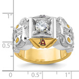 IBGoodman 14k Two-tone Men's Polished and Textured with Multi-color Enamel and Diamond Masonic Shriner's Ring