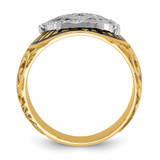 IBGoodman 14k Two-tone Men's Polished and Textured with Multi-color Enamel Blue Lodge Master Masonic Ring