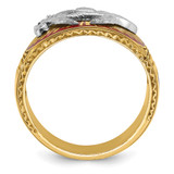 IBGoodman 14k Two-tone Men's Polished and Textured with Multi-color Enamel Masonic Shriner's Ring