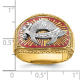 IBGoodman 14k Two-tone Men's Polished and Textured with Multi-color Enamel Masonic Shriner's Ring