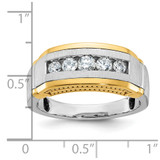 IBGoodman 14k Two-tone Men's Polished Satin and Beaded 5-Stone 1/2 Carat AA Quality Diamond Ring