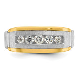 IBGoodman 14k Two-tone Men's Polished Satin and Beaded 5-Stone 1/2 Carat AA Quality Diamond Ring