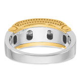 IBGoodman 14k Two-tone Men's Polished Satin and Beaded 5-Stone 1/2 Carat AA Quality Diamond Ring