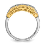 IBGoodman 14k Two-tone Men's Polished Satin and Beaded 5-Stone Ring Mounting