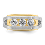 IBGoodman 14k Two-tone Men's Polished Satin and Cut-Out 3-Stone Ring Mounting - B6-081AD07D-9967