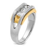 IBGoodman 14k Two-tone Men's Polished Satin and Cut-Out 3-Stone Ring Mounting - B6-081AD07D-9967