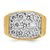 IBGoodman 14k Two-tone Men's Polished Satin and Grooved 3 Carat AA Quality Diamond Cluster Ring