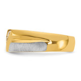 IBGoodman 14k Two-tone Men's Polished Satin and Grooved 3-Stone 1/4 Carat AA Quality Diamond Ring - B5-EBCED88A-9480