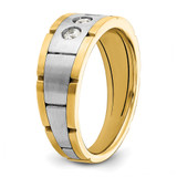 IBGoodman 14k Two-tone Men's Polished Satin and Grooved 3-Stone 1/4 Carat AA Quality Diamond Ring - B6-41C516AC-6554
