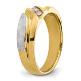 IBGoodman 14k Two-tone Men's Polished Satin and Grooved 3-Stone 1/6 Carat AA Quality Diamond Ring - B6-81A30CD5-7908
