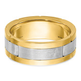 IBGoodman 14k Two-tone Men's Polished Satin and Grooved 3-Stone 1/6 Carat AA Quality Diamond Ring - B6-9A1CA596-6313