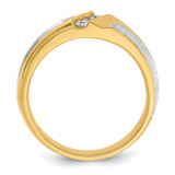 IBGoodman 14k Two-tone Men's Polished Satin and Grooved 3-Stone Ring Mounting