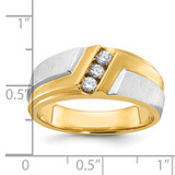 IBGoodman 14k Two-tone Men's Polished Satin and Grooved 3-Stone Ring Mounting