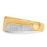 IBGoodman 14k Two-tone Men's Polished Satin and Grooved 3-Stone Ring Mounting