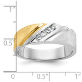 IBGoodman 14k Two-tone Men's Polished Satin and Grooved 4-Stone 1/4 Carat AA Quality Diamond Ring - B6-96ACCD4A-9595