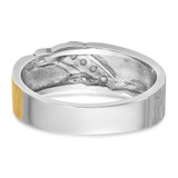 IBGoodman 14k Two-tone Men's Polished Satin and Grooved 4-Stone 1/4 Carat AA Quality Diamond Ring - B6-96ACCD4A-9595