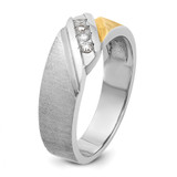 IBGoodman 14k Two-tone Men's Polished Satin and Grooved 4-Stone 1/4 Carat AA Quality Diamond Ring - B6-96ACCD4A-9595