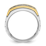 IBGoodman 14k Two-tone Men's Polished Satin and Grooved 5-Stone 1 Carat Square AA Quality Diamond Ring