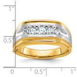 IBGoodman 14k Two-tone Men's Polished Satin and Grooved 5-Stone 1/2 Carat AA Quality Diamond Ring