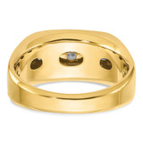 IBGoodman 14k Two-tone Men's Polished Satin and Grooved 5-Stone 1/2 Carat AA Quality Diamond Ring