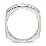 IBGoodman 14k Two-tone Men's Polished Satin and Grooved 5-Stone 1/2 Carat AA Quality Diamond Square Ring