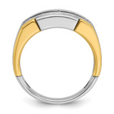 IBGoodman 14k Two-tone Men's Polished Satin and Grooved 5-Stone Ring Mounting - B6-34D69F37-5329