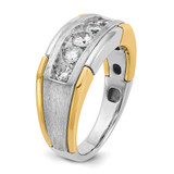 IBGoodman 14k Two-tone Men's Polished Satin and Grooved 5-Stone Ring Mounting - B6-34D69F37-5329