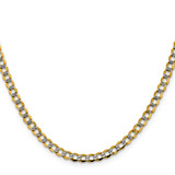 14K 24 inch 4.3mm Semi-Solid with Rhodium Pav‚ Curb with Lobster Clasp Chain