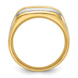 IBGoodman 14k Two-tone Men's Polished Satin and Grooved 5-Stone Ring Mounting - B6-C458FA3C-3485