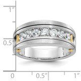 IBGoodman 14k Two-tone Men's Polished Satin and Grooved 7-Stone 1 Carat AA Quality Diamond Ring