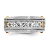 IBGoodman 14k Two-tone Men's Polished Satin and Grooved 7-Stone 1 Carat AA Quality Diamond Ring