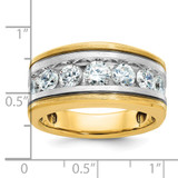 IBGoodman 14k Two-tone Men's Polished Satin and Grooved 7-Stone Ring Mounting