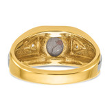 IBGoodman 14k Two-tone Men's Polished Satin and Grooved Gemstone and Diamond Ring Mounting