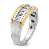 IBGoodman 14k Two-tone Men's Polished Satin and Grooved Square 5-StoneRing Mounting