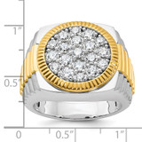 IBGoodman 14k Two-tone Men's Polished Satin and Ribbed 2 1/8 Carat AA Quality Diamond Round Cluster Ring