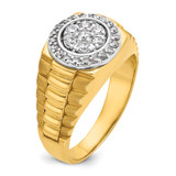 IBGoodman 14k Two-tone Men's Polished Satin and Ribbed Round 1/2 Carat AA Quality Diamond Cluster Ring