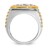 IBGoodman 14k Two-tone Men's Polished Satin and Ribbed Round Cluster Ring Mounting - B5-E972B32B-8161